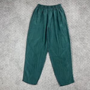 Vintage Eight Degrees South Pants Womens One Size Green Silk 90s Lounge Retro